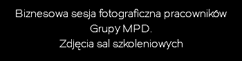 Biznesowa sesja fotograficzna pracowników Grupy MPD.
Zdjęcia sal szkoleniowych